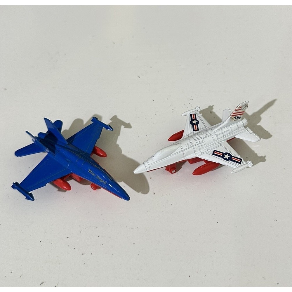 Vintage 2 Lot USAF F-16 Fighter Jet Diecast + Blue Angels